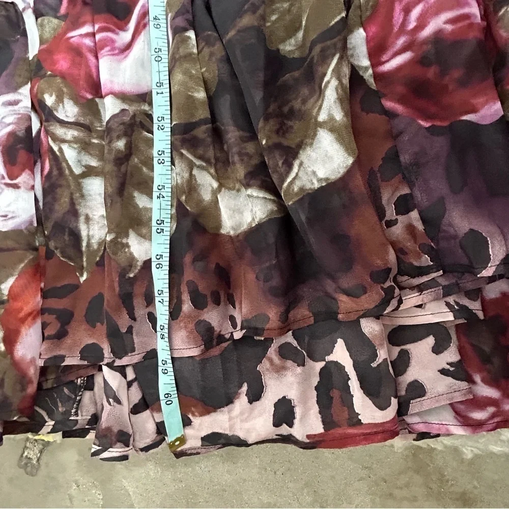 Giffniseti Leopard Floral Print Long Sleeve Ruffle Hem Maxi Dress NWT - Picture 15 of 16